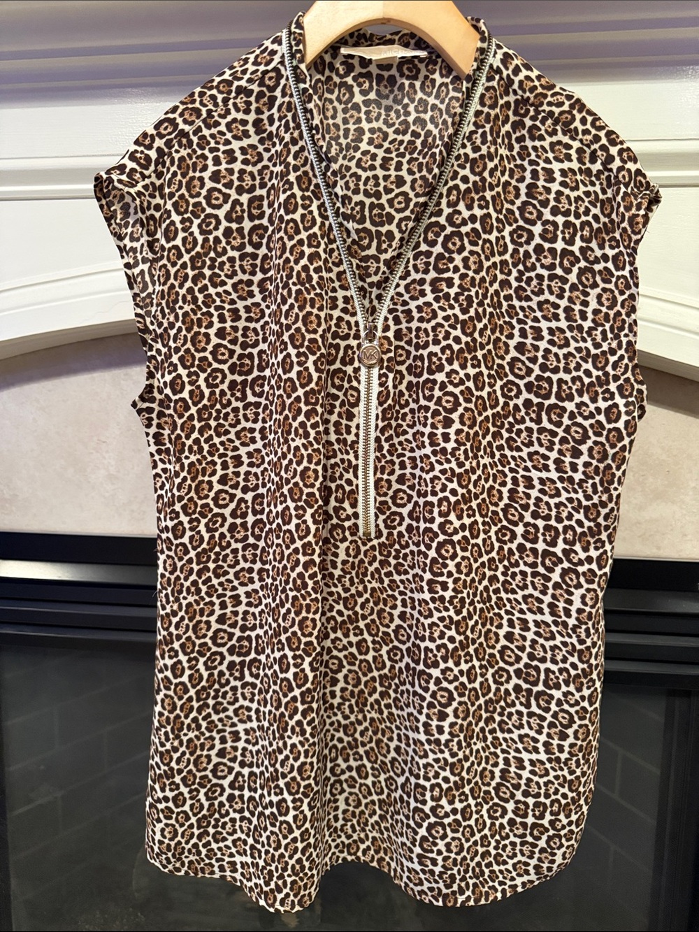 Michael Kors Brown and Black Leopard Print Sleeveless Blouse